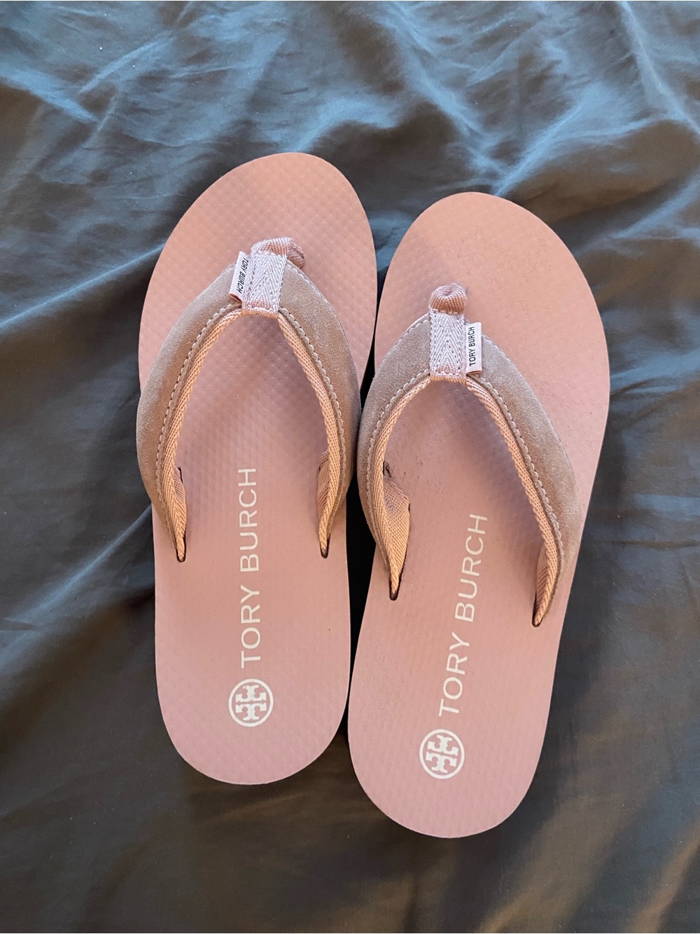 Tory Burch Blush Pink Logo Flip Flop Sandals